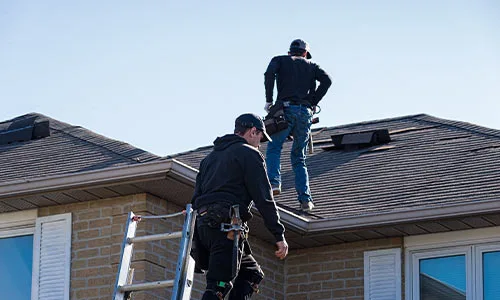 Roof inspection Edmonton by Silverline Roofing Limited, with certified inspectors thoroughly examining a residential roof for safety and maintenance.